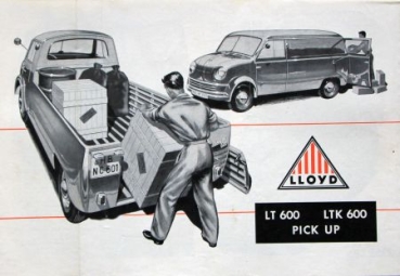 Lloyd LT 600 Pick Up Modellprogramm 1959 Automobilprospekt (3376)